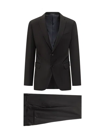 Emporio Armani Single-breasted Cotton Gown In Nero