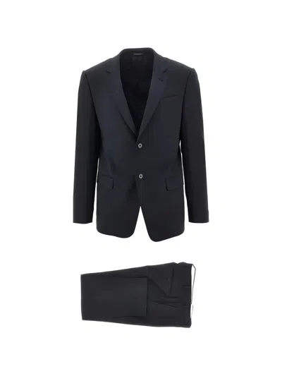 Emporio Armani Single-breasted Notched-lapel Suit In Black