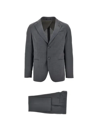 Emporio Armani Single-breasted Notched-lapel Suit In Gray