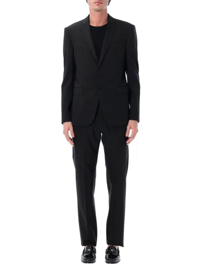 Emporio Armani Single-breasted Suit With Notched Revers In Wool Man In Black