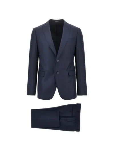 Emporio Armani Single-breasted Wool Suit In Blue