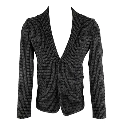 Pre-owned Emporio Armani Size 34 Grey Black Knitted Wool Blend Sport Coat In Gray
