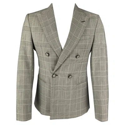 Pre-owned Emporio Armani Size 38 Black White Glenplaid Wool Mohair Sport Coat