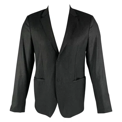 Pre-owned Emporio Armani Size 38 Charcoal Solid Wool Elastane Sport Coat In Black