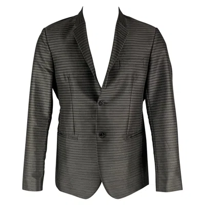 Pre-owned Emporio Armani Size 38 Grey Charcoal Wool Blend Notch Lapel Sport Coat In Gray