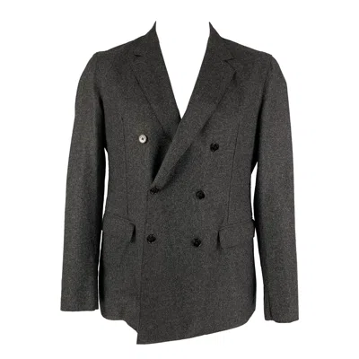Pre-owned Emporio Armani Size 42 Charcoal Heather Wool Polyamide Sport Coat In Black