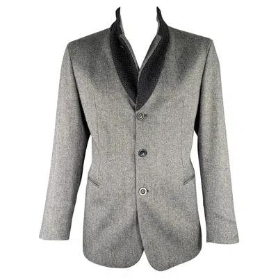 Pre-owned Emporio Armani Size 46 Grey Black Wool Blend Notch Lapel Sport Coat In Gray