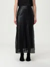 Emporio Armani Polygon Capsule Collection Midi Skirt In Vegetable-tanned Nappa Leather With Laser-cut Perforations In Black