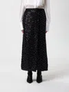 Emporio Armani Midi Skirt With Back Slit And Sequins In Black