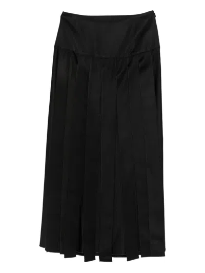Emporio Armani Pleated Midi Skirt In Black