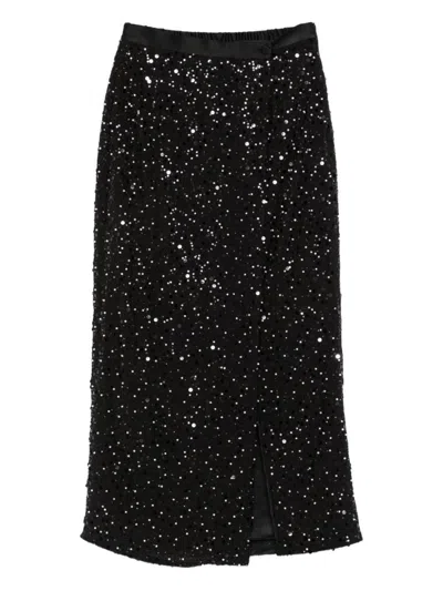 Emporio Armani Sequin-embellished Midi Skirt In Black