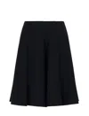 Emporio Armani Official Store Technical-cady Pleated Skirt In Blue