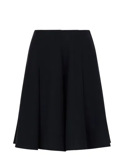 Emporio Armani Official Store Technical-cady Pleated Skirt In Blue