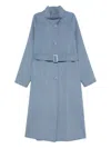 Emporio Armani Wool Blend Coat In Blue