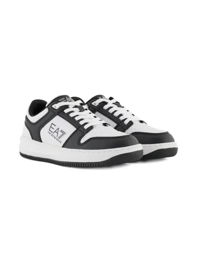 Emporio Armani Kids' Slasher Sneakers In White