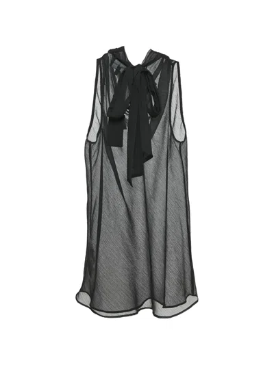 Pre-owned Emporio Armani Sleeveless Bow Tunic In Black