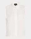 Emporio Armani Sleeveless Button-down Blouse In Warm White