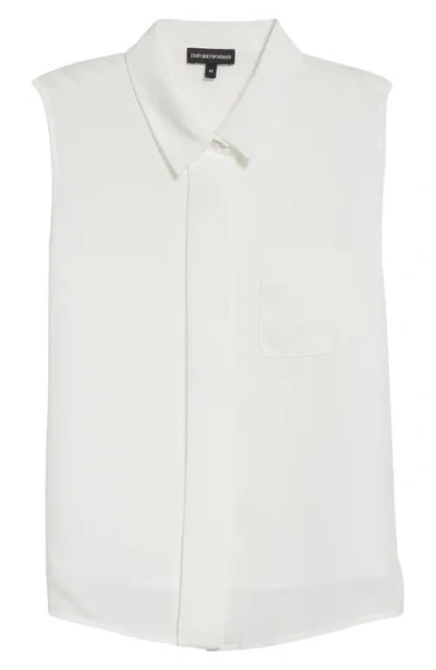 Emporio Armani Sleeveless Button-up Shirt In Warm White