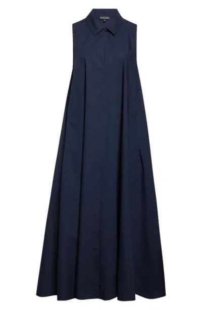 EMPORIO ARMANI EMPORIO ARMANI SLEEVELESS COTTON POPLIN TRAPEZE DRESS