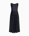 Emporio Armani Sleeveless Dress In Knit Front And Back Plated Effect