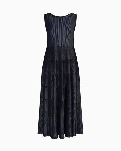 Emporio Armani Sleeveless Dress In Knit Front And Back Plated Effect
