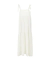 Emporio Armani Long Viscose Dress With Logo Trimming In White