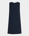 Emporio Armani Sleeveless Front-slit Tunic Mini Dress In Navy Blue