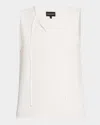 Emporio Armani Sleeveless Front-tie Blouse In Rice