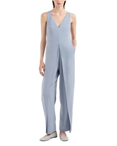 Emporio Armani Sleeveless Full Length Jumpsuit In Moon Grey
