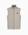 Emporio Armani Official Store Sleeveless Full-zip Down Jacket In Quilted Nylon With Eagle Logo Patch In Beige