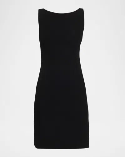 Emporio Armani Sleeveless High-neck Waffle Dress In Black