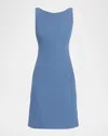 Emporio Armani Sleeveless High-neck Waffle Dress In Blue