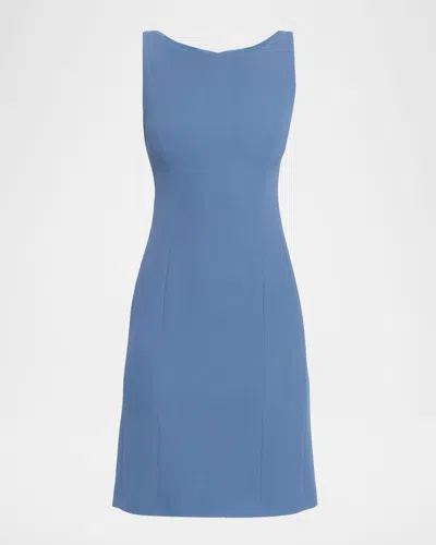 Emporio Armani Sleeveless High-neck Waffle Dress In Blue