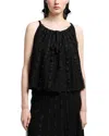 Emporio Armani Sleeveless Knit Top With Rouging Motif In Black