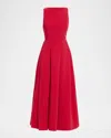 Emporio Armani Sleeveless Pleated Techno Cady Midi Dress In Multi