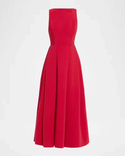 Emporio Armani Sleeveless Pleated Techno Cady Midi Dress In Multi