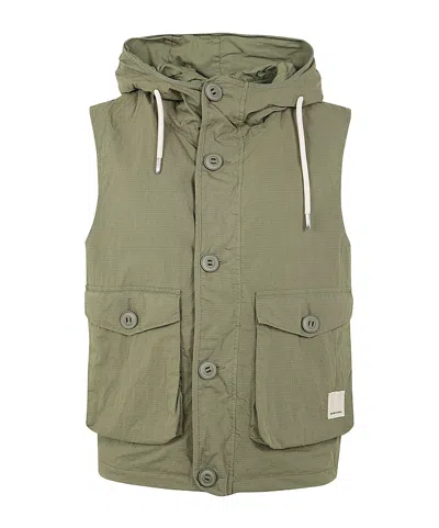 Emporio Armani Drawstring Ripstop Hooded Jacket In 05c0 Muschio