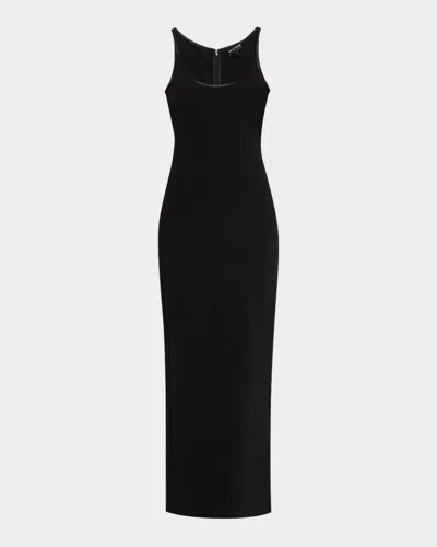 Emporio Armani Sleeveless Scoop-neck Bodycon Maxi Dress In Black