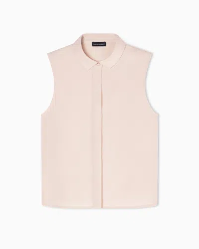 Sleeveless Shirt In Technical Gabardine In Pink from ARMANI.COM