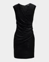 Emporio Armani Sleeveless Sparkle Draped Mini Dress In Black