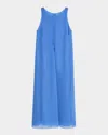 Emporio Armani Sleeveless Techno Georgette Maxi Dress In Cornflower