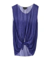 Emporio Armani Pleated Sheer Knotted Sleeveless Top In Blue