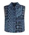 Emporio Armani All-over Print Denim Waistcoat In Blue