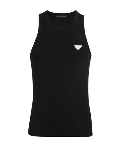 Emporio Armani Sleeveless Vest With Round Neck In Black
