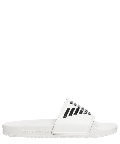 Emporio Armani Mens Eagle Logo Sliders In White/black