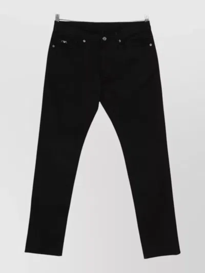 Emporio Armani Slim Cotton Denim Jeans Five Pocket Belt Loops In Black