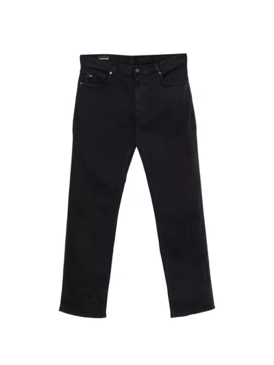 Emporio Armani Slim Fit Denim Straight Leg Jeans In Black