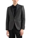 Emporio Armani Slim Fit Embossed Jacquard Dinner Jacket In Dark Grey
