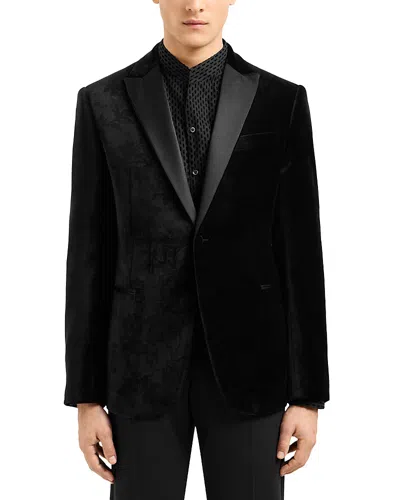 Emporio Armani Slim Fit Embossed Velvet Dinner Jacket In Black Beauty