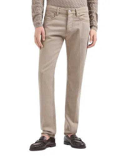 Emporio Armani Slim Fit Jeans In Light Beige In Grau